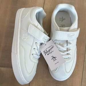 NWT Penguin White Sneakers Kids Boys Velcro Size 2
